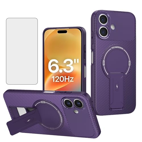 Coque iPhone 17 magnétique Asuwish en fibre de carbone rigide avec protège-écran verre trempé 6,3"