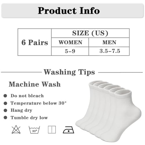 Image of Women's Ankle Socks Cotton Gym Mini Athletic Crew running Sock for women 6 Pairs