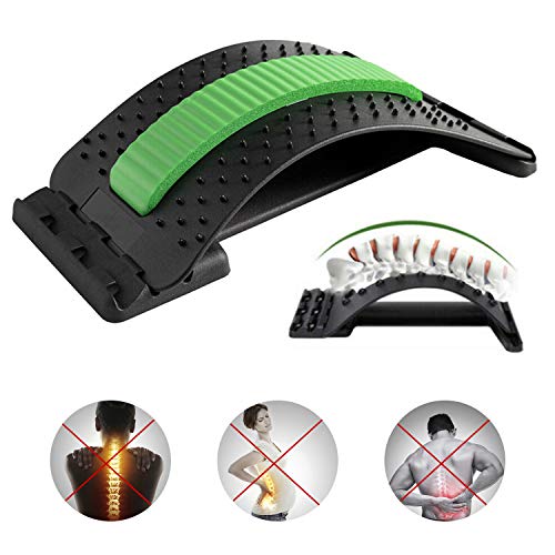 Preisvergleich Produktbild wolketon Rückenstrecker, Rückenmassage Unterstützung, Back Stretcher 3 Stufen Einstellbar Rückendehner für Lendenwirbelsäule Rückenschmerzen Linderung und Entspannung(Grün)