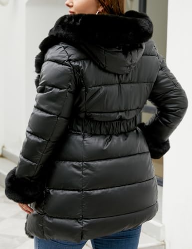 Geschallino Women's Puffer Coat Plus Size Winter Jacket Warm Hooded Thicken Padded Bubble Outerwear (1X-5X)4