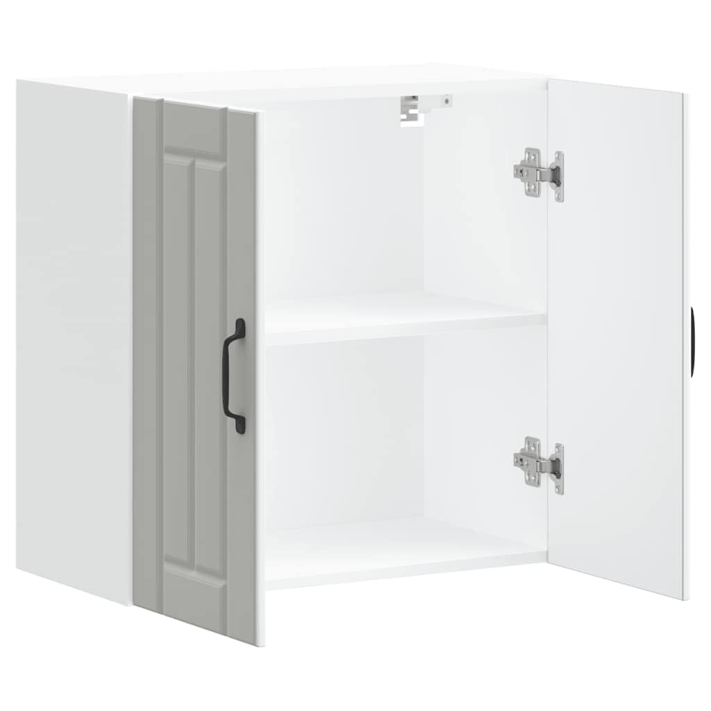 Armadietto da cucina Lucca bianco in legno con ante in vetro, 60 x 31 x 60 cm, spazio e montaggio a parete, per ordine in cucina, sala da pranzo, dispensa, salvaspazio e facile da pulire
