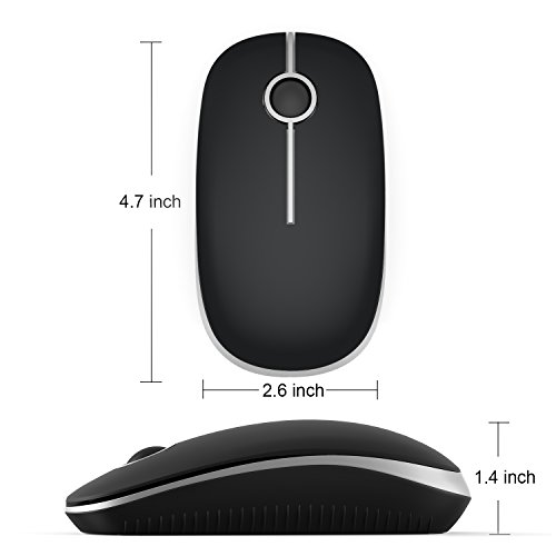 Image of VssoPlor Wireless Mouse, 2.4G Slim Portable Computer Laptop Mouse with Nano Receiver Quiet Silent Optical Mice for Notebook, PC, Laptop, Computer-Black and Silver