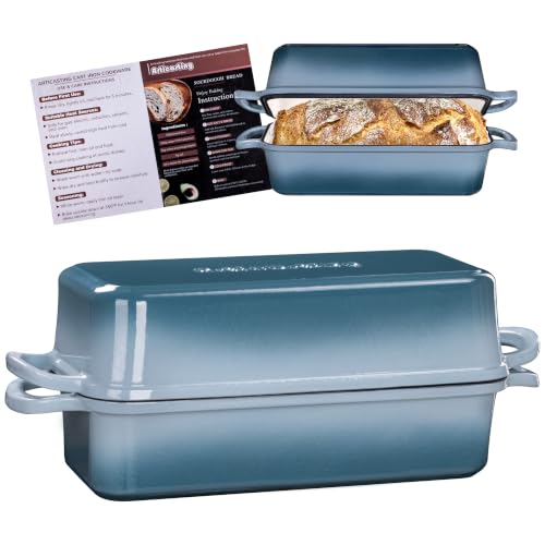 Articasting Cast Iron Loaf Pan with Lid, 11x5 Inch 5.8 Qt Sourdough Pan