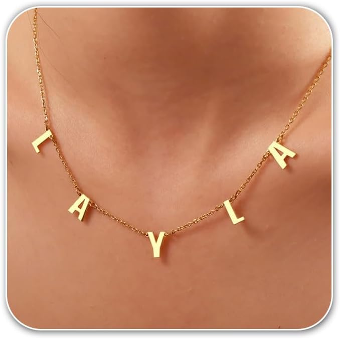Multiple Initial Necklaces for Women,Custom Name Necklace Personalized,18K Gold Plated Choker Name Necklace Dainty Customize Letter Necklace for Girls