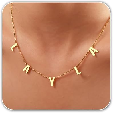 TRANGEL Multiple Initial Necklaces for Women,Custom Name Necklace Personalized,18K Gold Plated Choker Name Necklace Dainty Customize Letter Necklace for Girls
