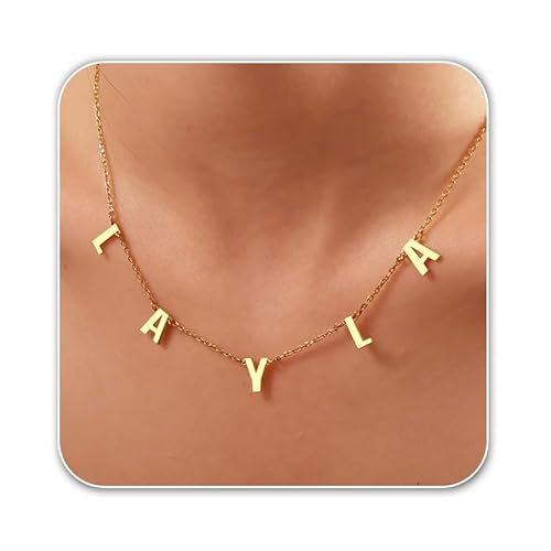 TRANGEL Mothers Day Gifts for Mom Necklace,Custom Name Necklace Personalized,18K Gold Plated Initial Choker Name Necklace Dainty Customize Letter Necklace for Women Girls