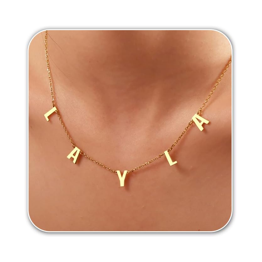 TRANGEL Multiple Initial Necklaces for Women,Custom Name Necklace Personalized,18K Gold Plated...