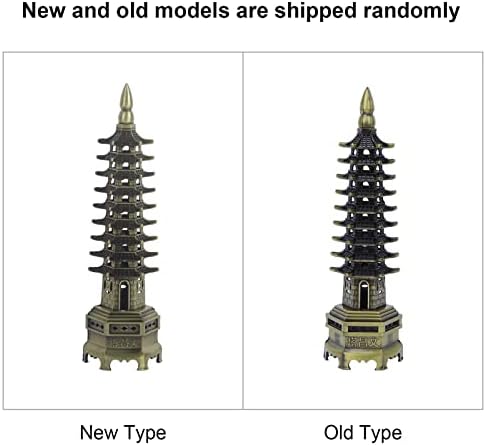 Miniatura 6 de Estatua de torre, aleación de metal, pagoda, jardín zen, miniatura, Feng Shui, decoración para oficina, hogar, escritorio, adornos coleccionables