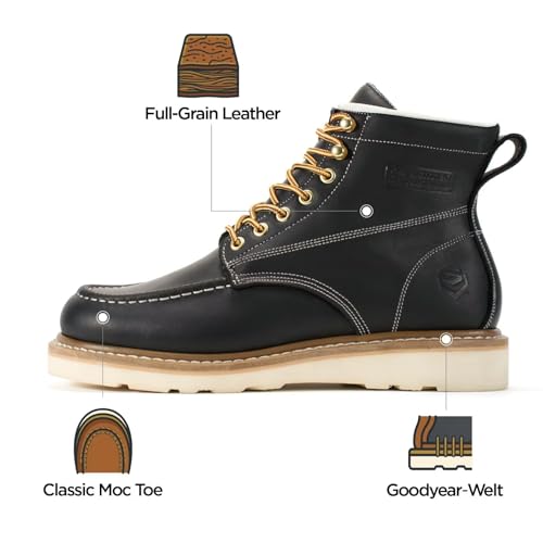 Image of SUREWAY 6in Moc Toe Work Boots for Men, Wedge Sole, Steel /Soft Toe