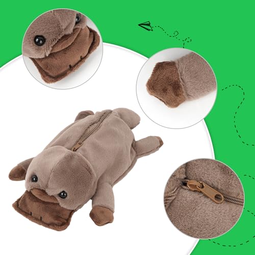 Image of Minache Women Animal Platypus Plush Stationery Pouch Pen Pencil Case Ladies Cosmetic Bag