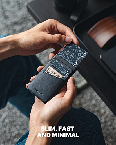 VULKIT Metal Pop up Wallet for Men Women Slim Credit Card Holder with Extra Leather Slots RFID Blocking Minimalist Wallets(Black)2