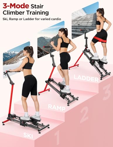 YOLEO Adjustable Resistance Stair Steppers for Exercise at Home, Folding Cardio Stairmaster with 3 Workout Modes & Oversized Pedal,90% Pre-Assembled Stair Climber with Handlebar for Full Body Workout
