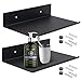 Swetup Estante de baño para Pared, 2 Pcs 20 cm Estantes Flotantes Estante Ducha, Estantes de Pared Metal, Estantería de Pared Decorativos con Tornillos para Sala de Estar, Cocina, Dormitorio, Negra