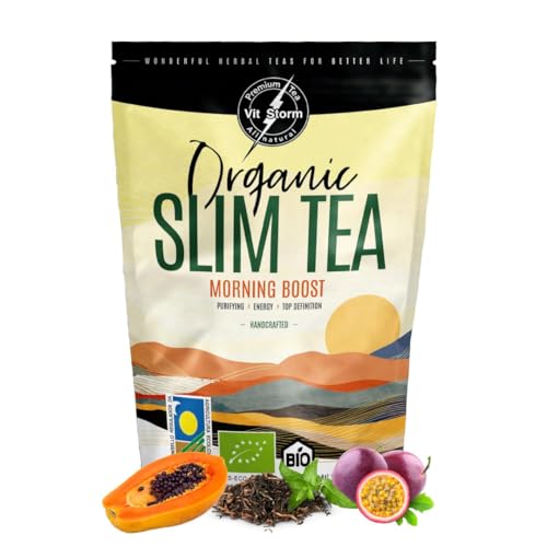 Slim Tea Morning Boost - Té Verde, Cola De Caballo, Hibisco, Moringa Y Diente De León Para Adelgazar, Infusión Detox Y Drenante Con Sabor Natural Y 100% Orgánico, Fuente De Vitaminas