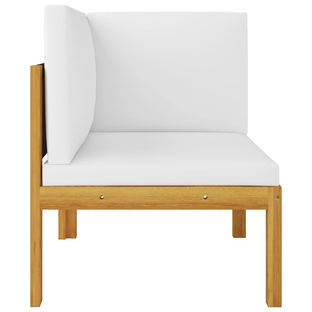 Banco de madera de acacia con cojín, banco de jardín de 2 plazas con respaldo trenzado, madera de acacia maciza engrasada, acolchado grueso, cojín extraíble para asiento y respaldo, diseño
