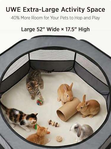 Image of UWE Extra Large Small Animal Playpen, Waterproof Foldable Pet Pen,Dark Grey