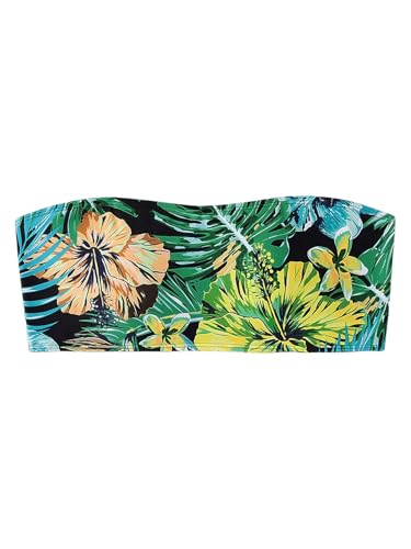 MakeMeChic Women's Strapless Bikini Top Floral Print Bandeau Swimsuit Bikini Tops