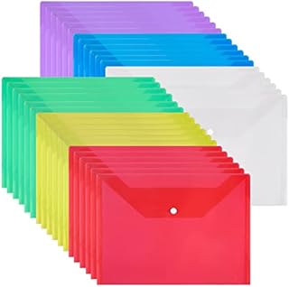 Plastic-Wallets Folder A4 Document Files Folders Popper Wallets with Button(36 Pack)