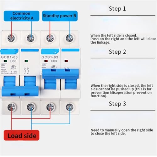 Rail Din MCB 1P 32A disjoncteur inverseur de source manuel double puissance
