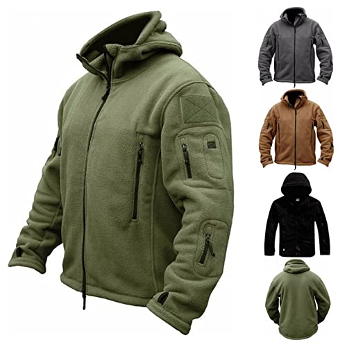 Herren Taktische Jacke Fleece Militär Hoodie Winddichte Übergangsjacke Reißverschluss Jagd Warm Winter Outdoorjacke Winddichte Jacke mit Kapuze (Grün, XL) Herren Taktische Jacke Fleece Militär Hoodie Winddichte Übergangsjacke Reißverschluss Jagd Warm Winter Outdoorjacke Winddichte Jacke mit Kapuze (Grün, XL)