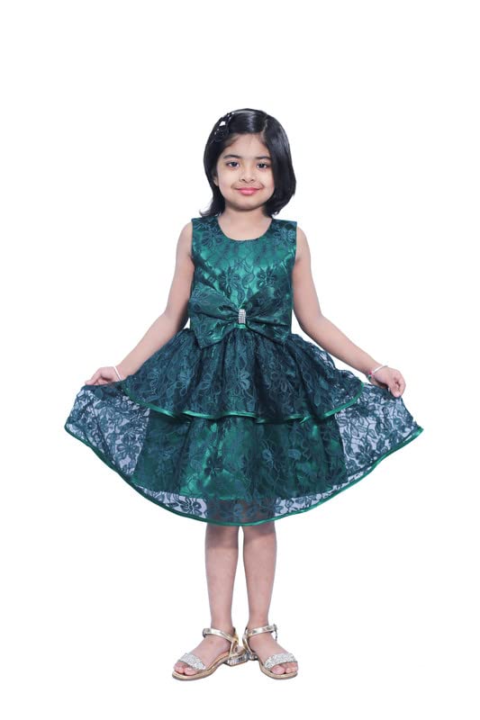 Image of Ripening Casual Girls Style Wedding Summer Parties Dress Birthday Frock Green