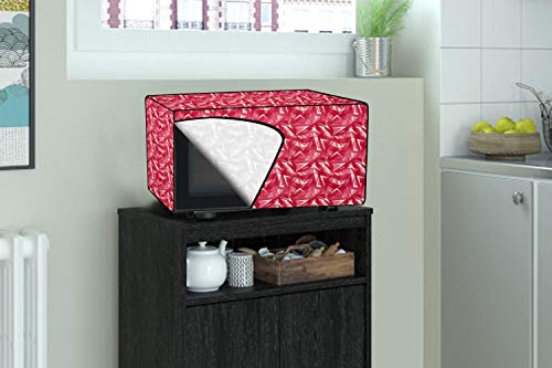 Image of Stylista Microwave Oven Cover for LG 21L MC2146BG Frieze Pattern Red