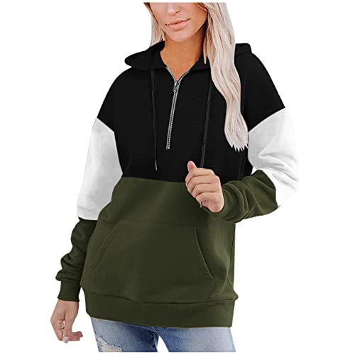 Sudadera con capucha y cremallera para mujer, con bolsillo de manga larga, para invierno, suave, color negro, con cremallera, verde, XXL Cover
