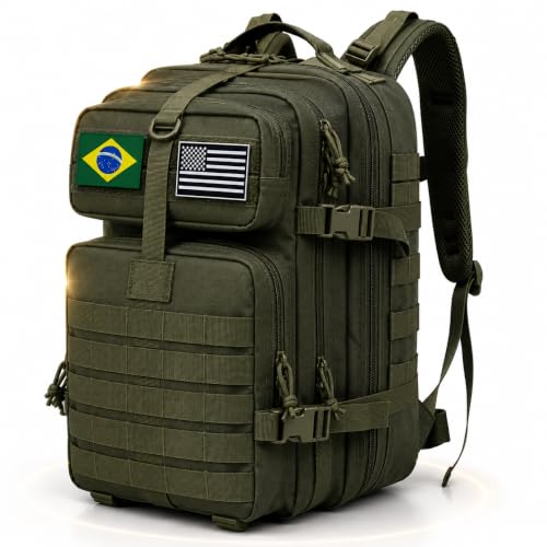 Mochila 50 Litros Impermeável – Grande, Resistente, Para Camping, Trilha e Viagem (Verde)
