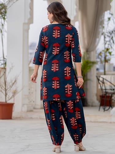 Image of rytras Women Pure Cotton Printed Straight kurta sets With Palazzos |Kurti Set for Woman|Cord Set for Women Cotton