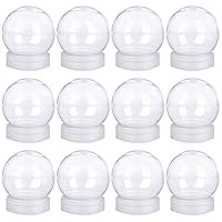 12 Pieces DIY Water Globe Snow Globe 2.7 Inch (69mm) Height Clear PET Plastic with Screw Off Cap for DIY Crafts Christmas Decoration
