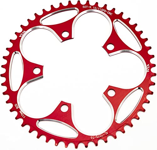 YBEKI Pro 110BCD Chainring 36-58T, red, 52T