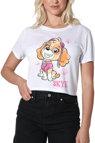 Popfunk Paw Patrol Skye Sketch Womens Crop Top T-Shirt White Large