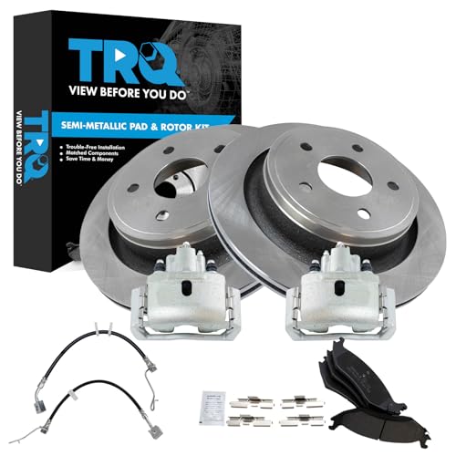 Image of TRQ Rear Brake Pad & Rotor Kit Semi-Metallic Compatible with 2009-2010 Dodge Ram 1500