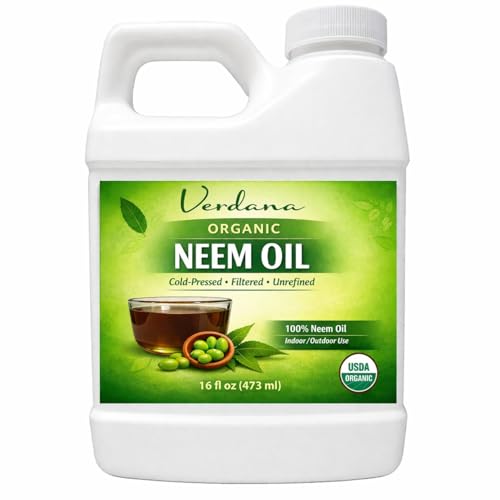 Verdana Organic Neem Oil – Cold Pressed, 100% Pure Neem Seed Oil, Concentrated Multi-Purpose Oil for Skin, Hair & Plant Use, No Additives - 16 Fl Oz