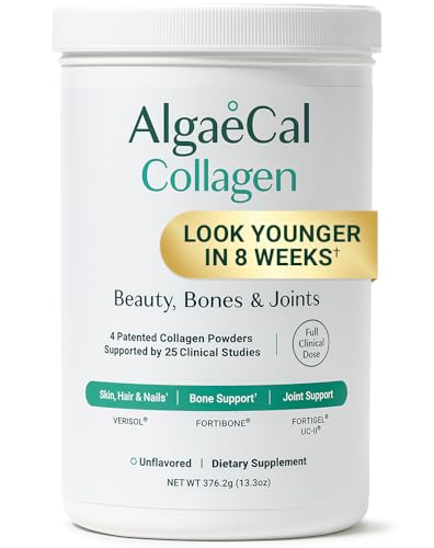 ALGAECAL Collagen: 4 Clinically-Supported Peptides VERISOL®, FORTIGEL®, UC-II®, FORTIBONE®, Anti-Aging Hydrolyzed Collagen Powder, 30 Servings, Made in USA