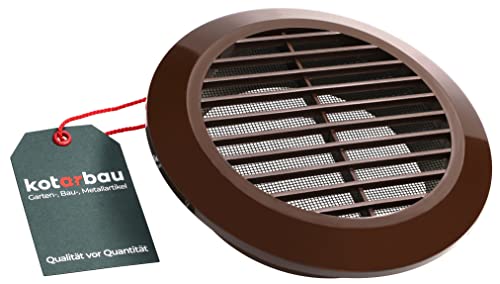 KOTARBAU® Grille de ventilation ⌀ 125 mm Ronde avec bride Brune Ventilation Protection contre les insectes Grille à lamelles Grille de ventilation Raccord...