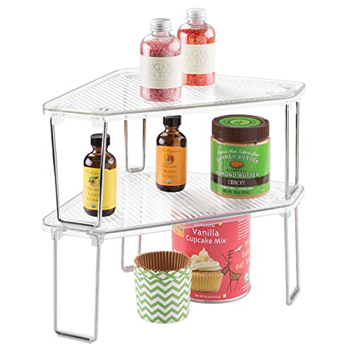 mDesign Plastic/Steel Freestanding Foldable Corner Stackable Organizer Shelf for Kitchen, ...