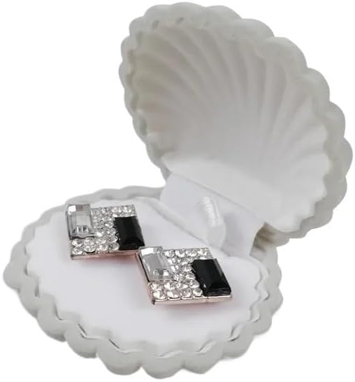 10 Piece Shell Shape Velvet Wedding Engagement Ring Box for Earrings Necklace Bracelet Jewelry Display Gift Box Holder for DIY Crafts Retail(Gray)