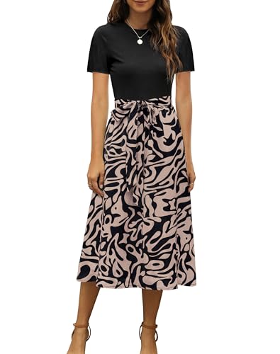 Zattcas Women 2025 Summer Midi Dress, ribbed top, pockets