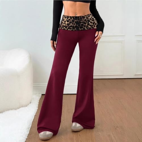 Flare Yoga Pants for Women Leopard Print Elastic Waist Wide Leg Leggings - image 3