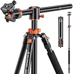 Camera Tripod, K&F Concept 93.7''/238cm Overhead Tripod Monopod with Horizontal Rotatable Center Column Arm 360 Degree Ball Head Compatible with Canon Nikon and DSLR Cameras