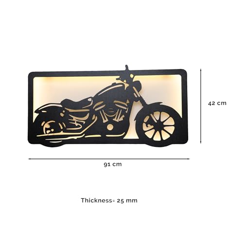 Image of METSY Metal Bike Wall Art with backlit | Bike Lover Gifts | Wall Decor | Home decor gift wall Hanging decoration (91x 42) CM