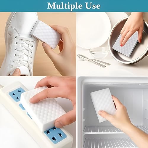 Image of Magic Cleaning Sponge Eraser Pack of 4 | Multi Purpose Cleaning Block for Wall Marks, Tile Stains, Kitchen Surfaces, Bathroom Cleaning, Shoe Soles & Household Dirt | Water Activated Cleaning Sponge