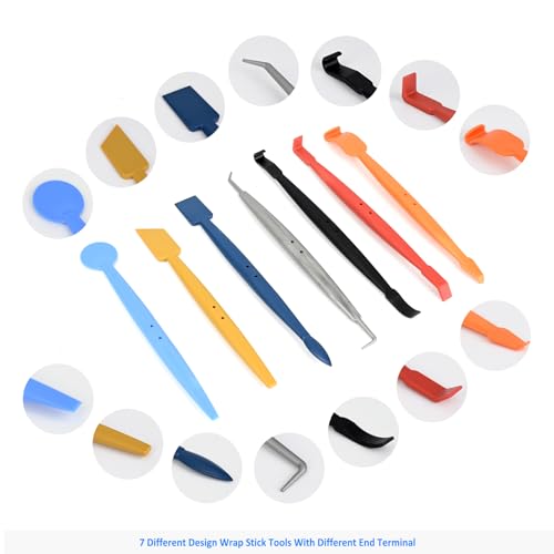 Image of EHDIS Window Tinting Tool Kit: 7pcs Magnetic Vinyl Wrap Micro Stick Squeegee, 3pcs Hardness Squeegee, 2pcs PPF Tool for Car Vinyl Film Application
