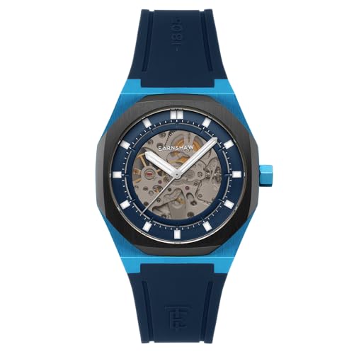 Thomas Earnshaw �����Y 42mm �f�B�X�J�o���[ �h���C�N �X�P���g�� ���������r���v �V���R���X�g���b�v�t�� ES-8295, �_�[�N�u���[(Midnight Blue), Drake Skeleton Automatic�B