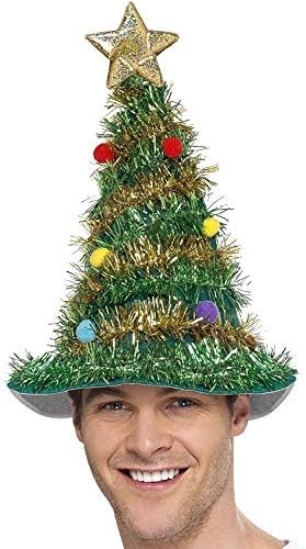 MUQU CHRISTMAS TREE W/ STAR HAT - (Adult, Unisex) One Size - Xmas Fancy Dress Tree Party Plush Novelty Funny Hat Outfit