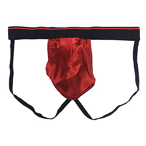 Paradise Silk Pure Silk Satin Mens Jockstrap Underwear Size L/XL[Red]