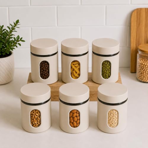 Image of Oval Window Plastic Storage Container | Airtight Kitchen Storage Containers | Containers for Kitchen Storage with Window for Snacks, Dry Fruits, Tea & Coffee (Multicolor) (500 ML - 6 piece)