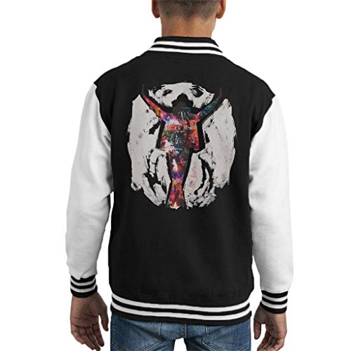 ICONS MERCH Michael Jackson This Is It Kid's Varsity Jacket Original Portrait by Sidney Maurer (Jet Black Arctic White,L) Professionally Printed