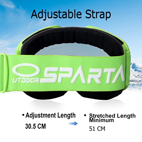 Outdoor Sparta Ski Goggles (4. Green Frame, Full Lens Revo Green Coating) #TOP2